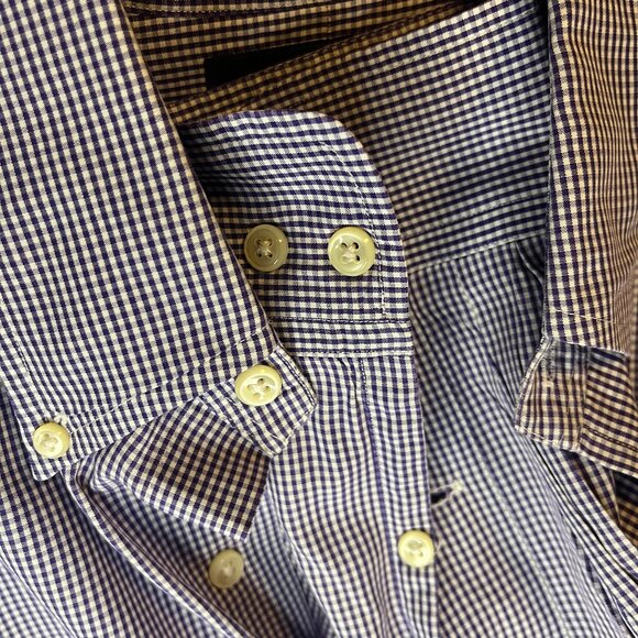 Ralph Lauren Yarmouth Men's 15-32/33 Purple Checkered Shirt Long Sleeve - Picture 4 of 7